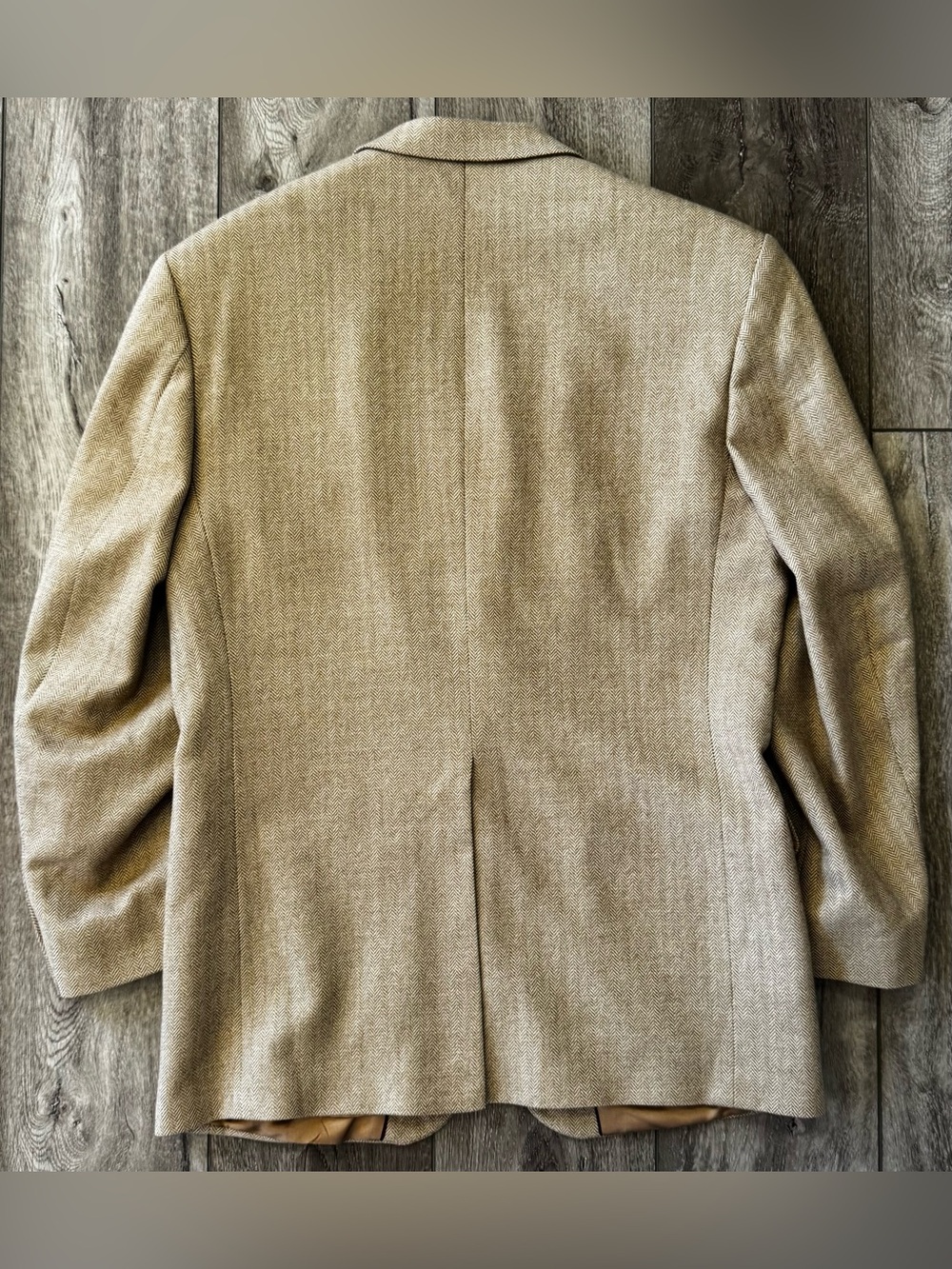 Lands’ End Sport Coat Men’s 40R Taupe Herringbone Wool Blazer Suit Jacket - Picture 11 of 16